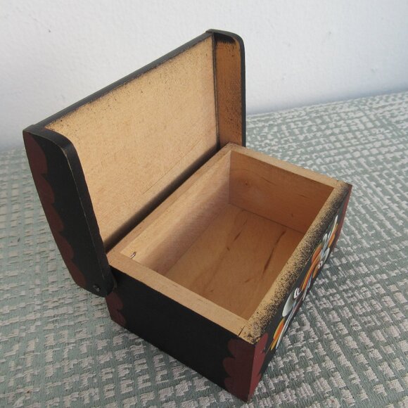 VTG Norwegian Rosemaling Wooden Trinket Box Hand Painted Folk Art - Picture 3 of 9